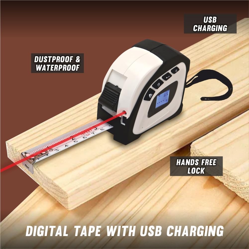 TOMAHAWK TTL-A laser tape measure — digital display detail