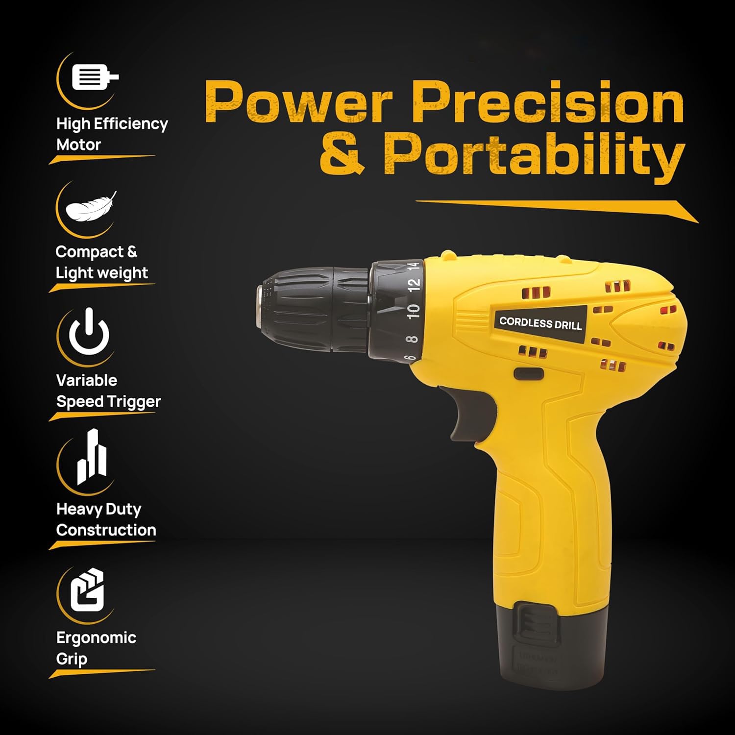 TOMAHAWK SCD-12K cordless drill — LED work light detail