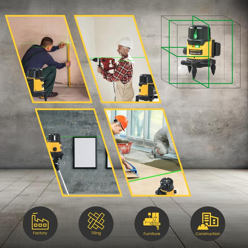 TOMAHAWK® TLL-A-03 3-Line Green Laser Level | Self-Levelling | Horizontal & Vertical Lines