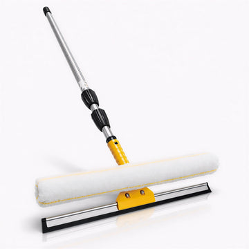 TOMAHAWK® Window Cleaning Tool | 4 m Telescopic Pole | Microfiber + Rubber Wiper