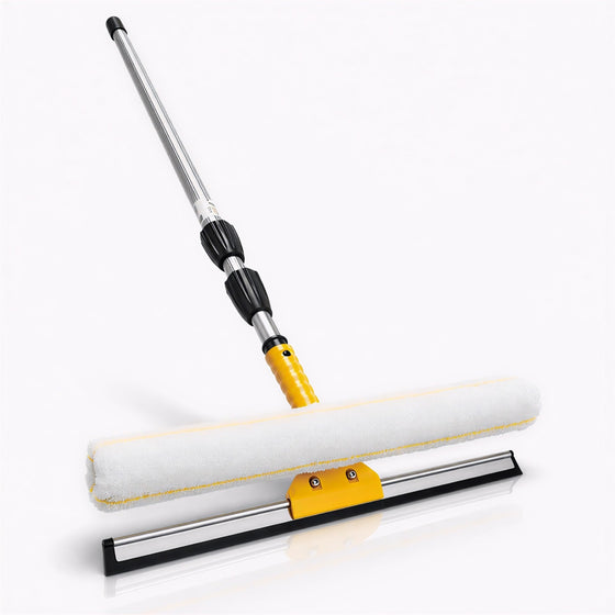 TOMAHAWK® Window Cleaning Tool | 4 m Telescopic Pole | Microfiber + Rubber Wiper