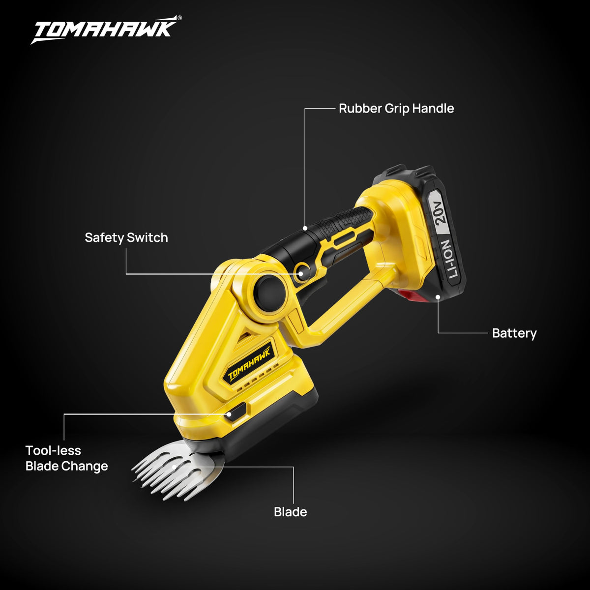 TOMAHAWK® CHT-20A 20V Cordless Hedge Trimmer with 1.5Ah Battery