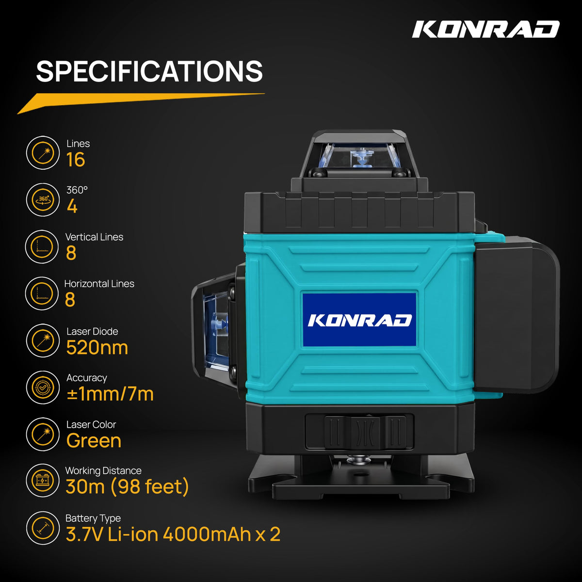 TOMAHAWK KON-1288-16 Konrad Lines Green Laser Level Pro 4x360° 4D — product image 4