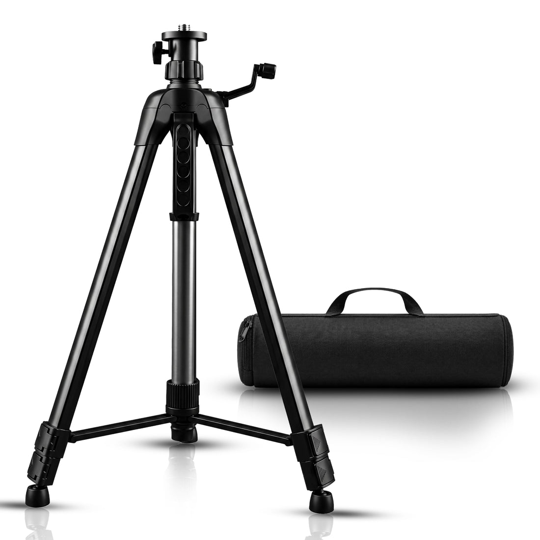 TOMAHAWK® TP-2m Aluminium Laser Tripod | 2 m | 3-Way Pan Head | Bubble Level | 5/8" Thread