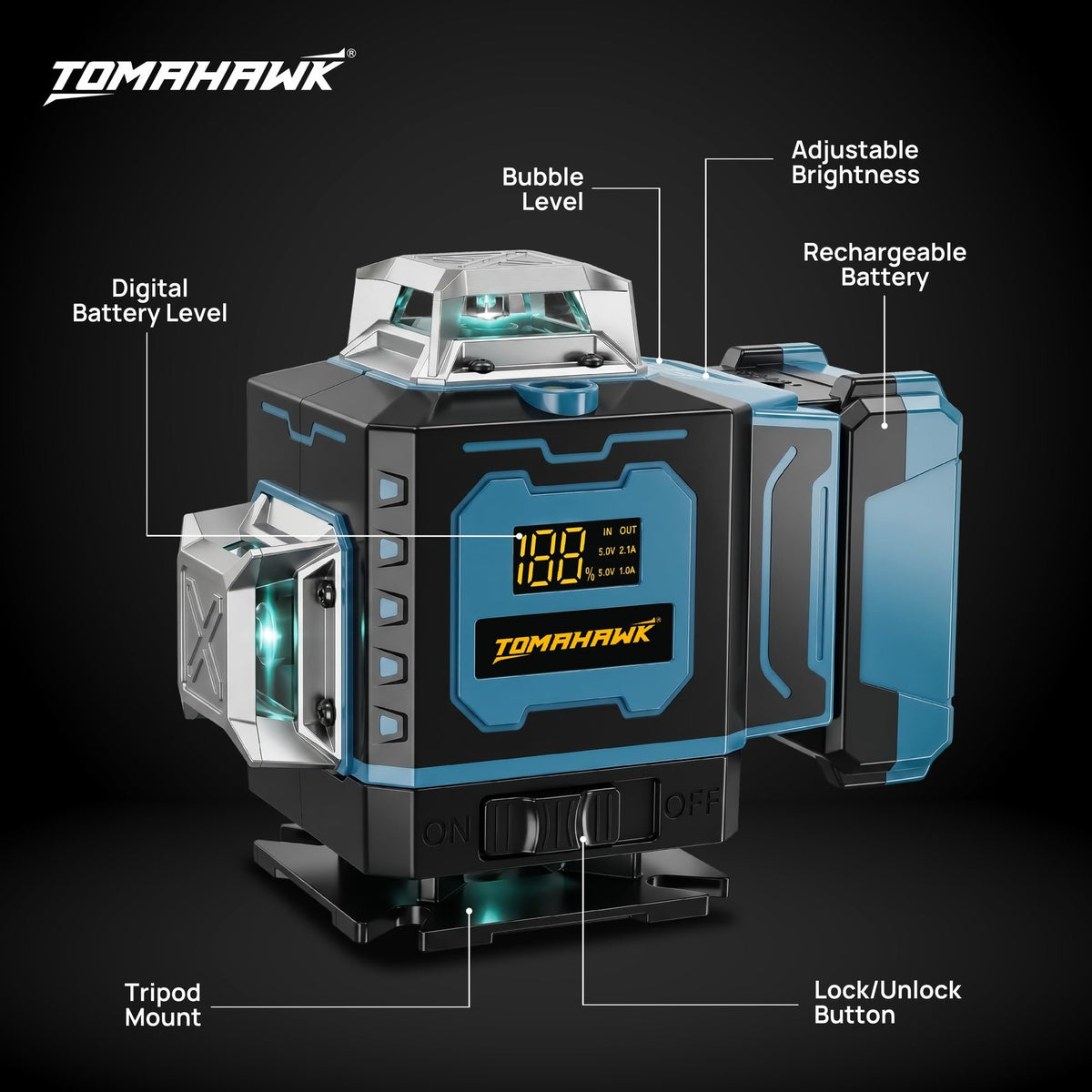 TOMAHAWK® TLL-6416 Self-Levelling Green Laser Level