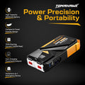TOMAHAWK JUM-5635 jump starter — in use starting a car