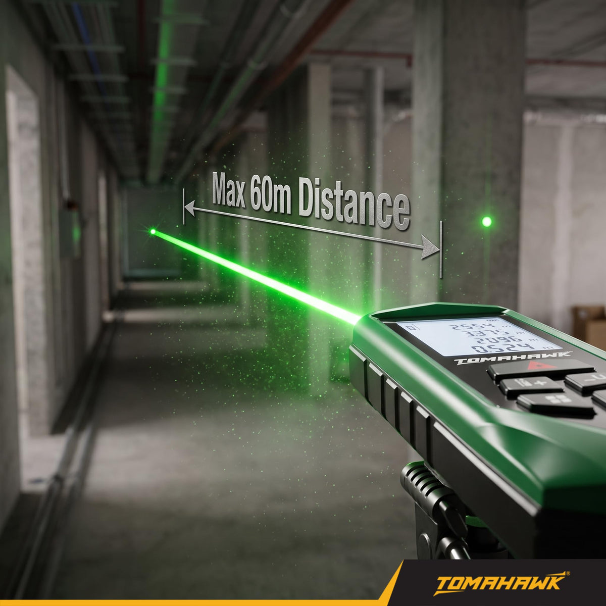 TOMAHAWK® TGR-060 Laser Distance Meter Measurer 196Ft/60M with Area