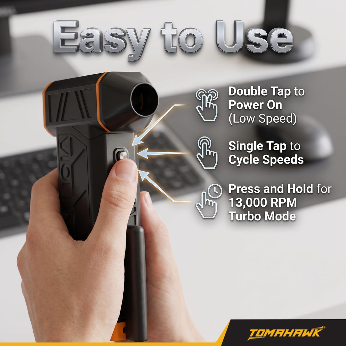 TOMAHAWK® JET-4444 Mini Turbo Jet Blower | Brushless | 8000mAh | USB-C Rechargeable