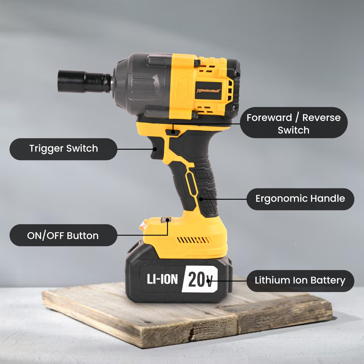 TOMAHAWK® HIW-800 ® Cordless Impact Fixed Square Wrench 20V - 1/2