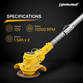 Cordless String Trimmer Machine - 12V, 1X 1.5Ah Battery, 10cm Cutting Width