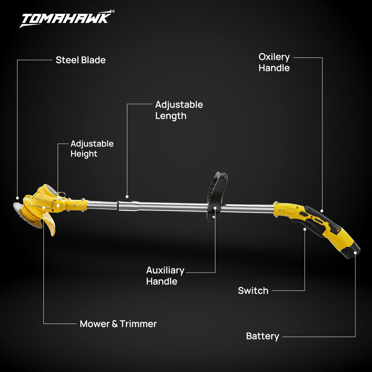 Cordless String Trimmer Machine - 12V, 1X 1.5Ah Battery, 10cm Cutting Width