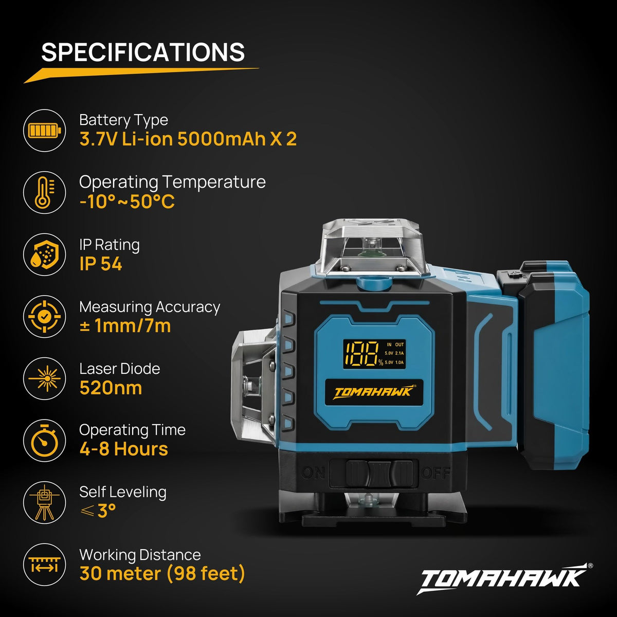 TOMAHAWK® TLL-6416 Self-Levelling Green Laser Level
