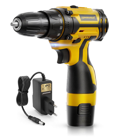 TOMAHAWK® TCD-12B 12V Cordless Drill | 24 Nm | 100% Copper Motor | 1.5Ah Battery