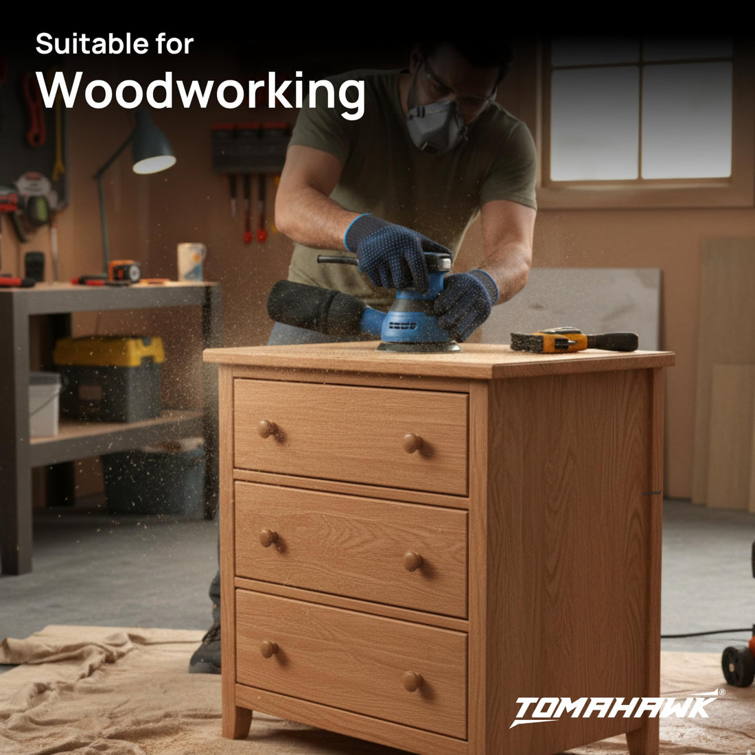 TOMAHAWK® TFS-3700 Random Orbital Sander | 350W | 125 mm (5 Inch) Pad | 6 Speeds