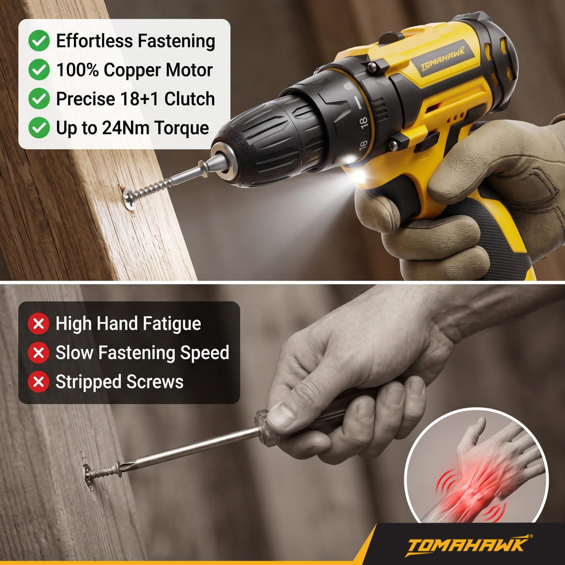 GOLDEN BULLET® CSD-1333 12V Cordless Drill & Screwdriver Kit | 28 Nm | 2-Speed | 1 x 1.5Ah | Carry Case