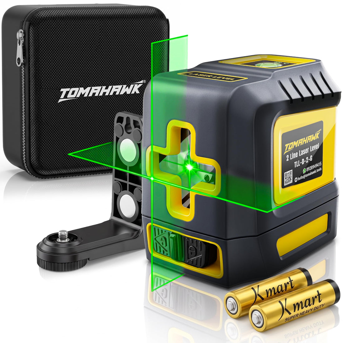 TOMAHAWK® TLL-D-02-C Compact 2-Line Green Laser Level | Self-Levelling | 98ft