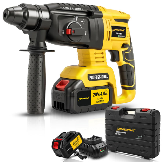 Cordless Rotary Hammer Drill Machine - 21V 4.0Ah Battery, 750W, 26MM - YRH-7865