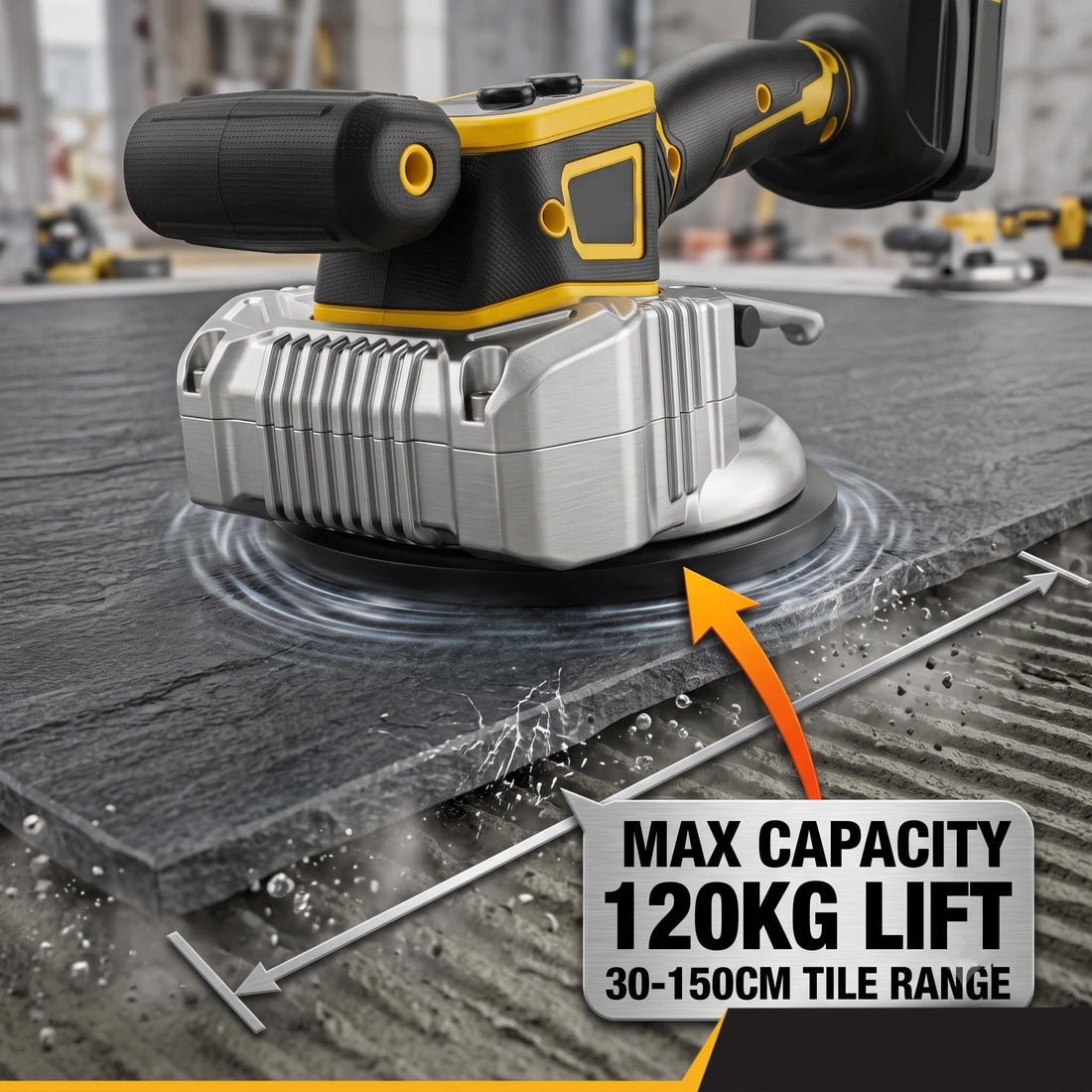 TOMAHAWK® TCTV-20A Cordless Tile Laying & Levelling Machine | 20V | 150 mm Suction Base | 2 x 2.0Ah