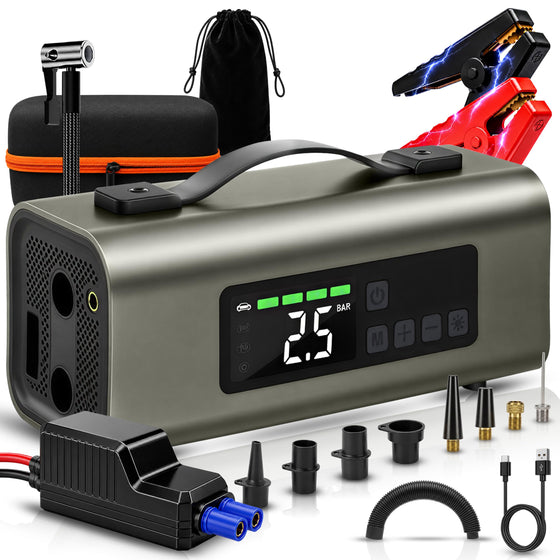 TOMAHAWK® JSI-5345 4-in-1 Car Jump Starter | 1000A | 140 PSI Air Compressor | 8000mAh