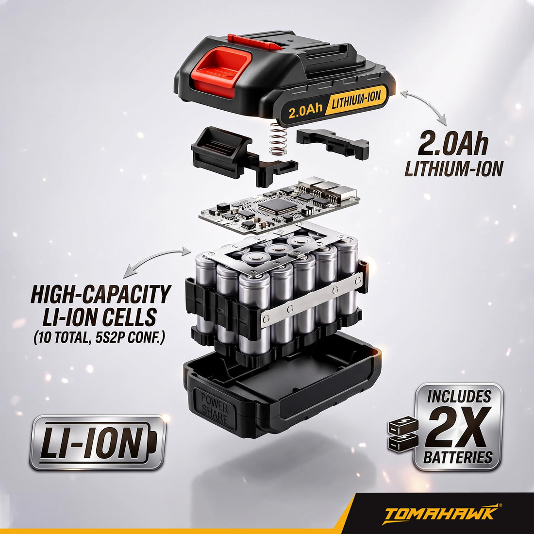 TOMAHAWK® TCB-40 Cordless Blower | 20V | 20,000 RPM | 2 x 2.0Ah