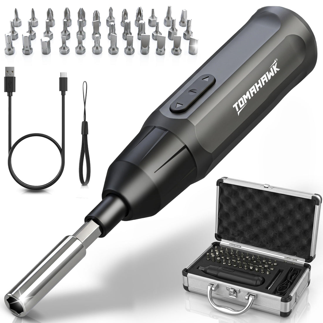 TOMAHAWK® T-SD-36pc Cordless Electric Screwdriver | 3.6V | 36 Bits | LED Light