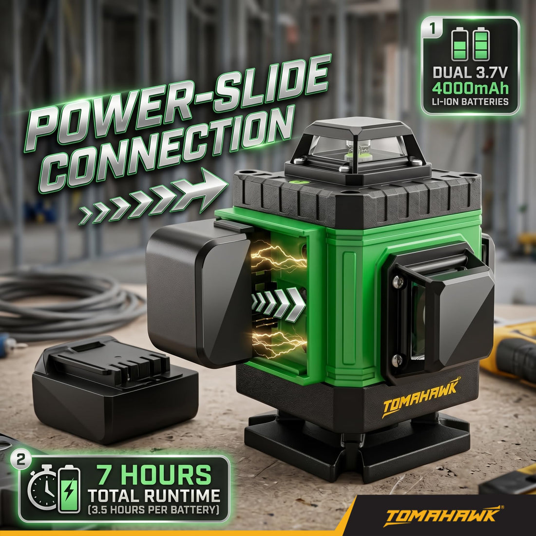 TOMAHAWK® BMT-1667 16-Line Green Laser Level Kit | 4D 4x360° | Remote | with 12" Spirit Level