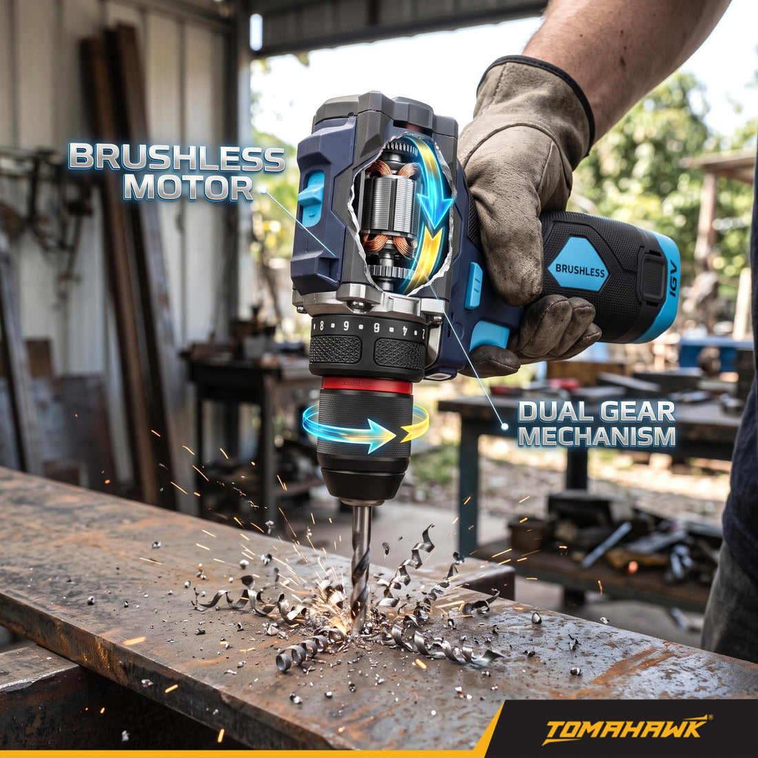 TOMAHAWK® BSD-999 Brushless Cordless Drill & Screwdriver Kit | 16V | 50 Nm | 2 x 2.0Ah