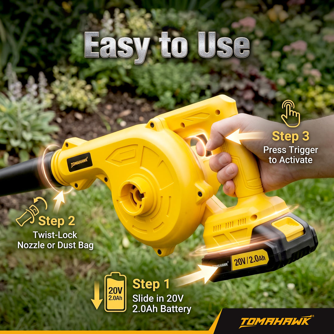 TOMAHAWK® TCB-40 Cordless Blower | 20V | 20,000 RPM | 2 x 2.0Ah