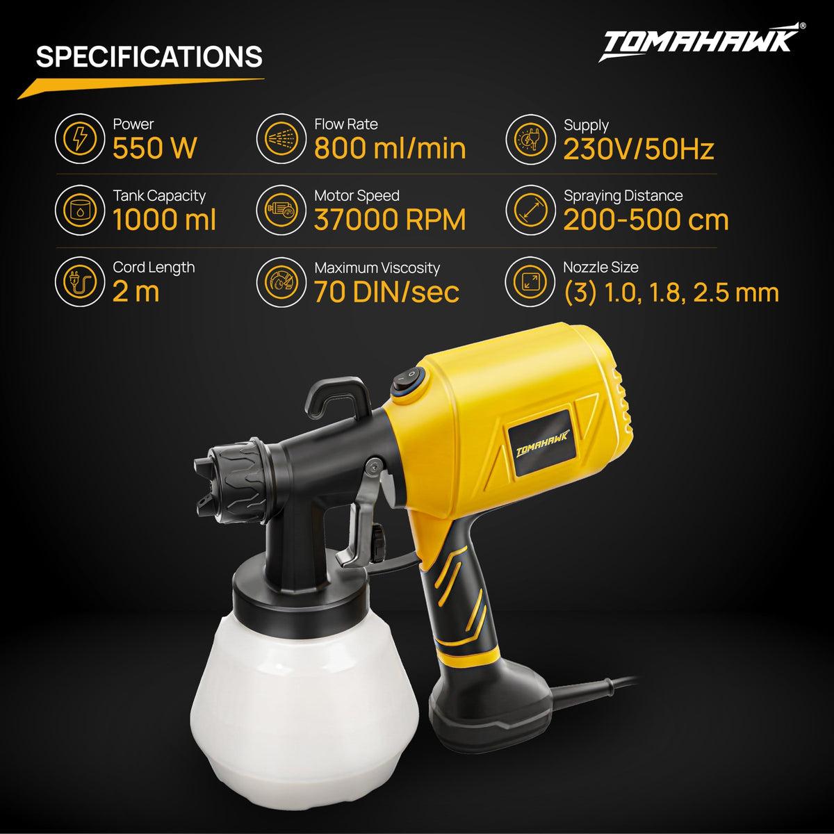 TOMAHAWK EPS-C10 paint sprayer — spraying a wall in use