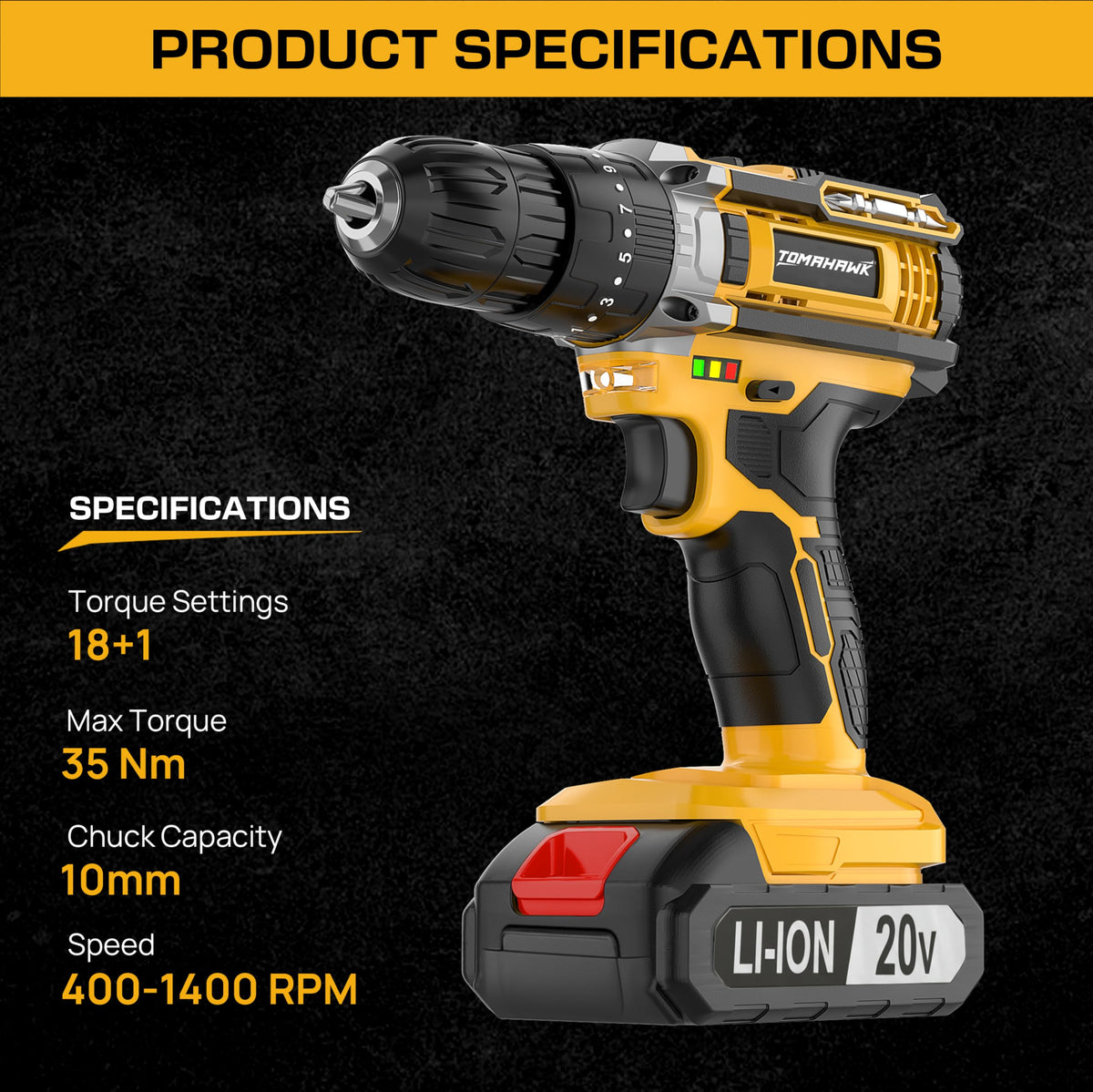 TOMAHAWK TCD-20K 20V Cordless Impact Drill & Screwdriver — product image 2