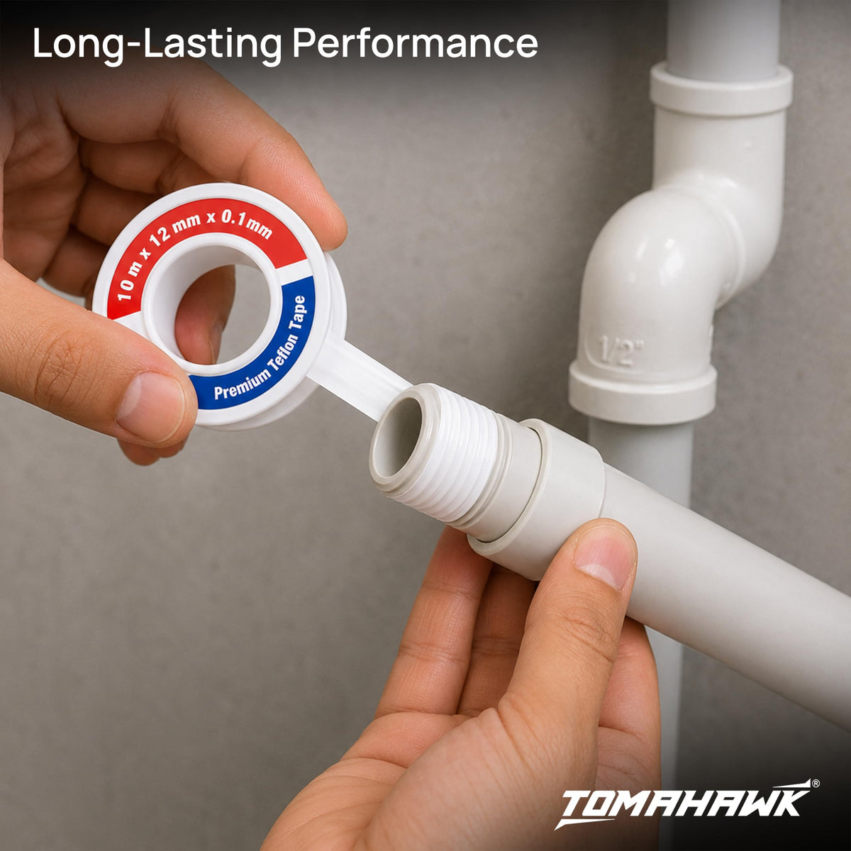 TOMAHAWK PTFE Thread Seal Tape, White, 10m x 12mm x 0.1mm, Pack of 10 — product image 3