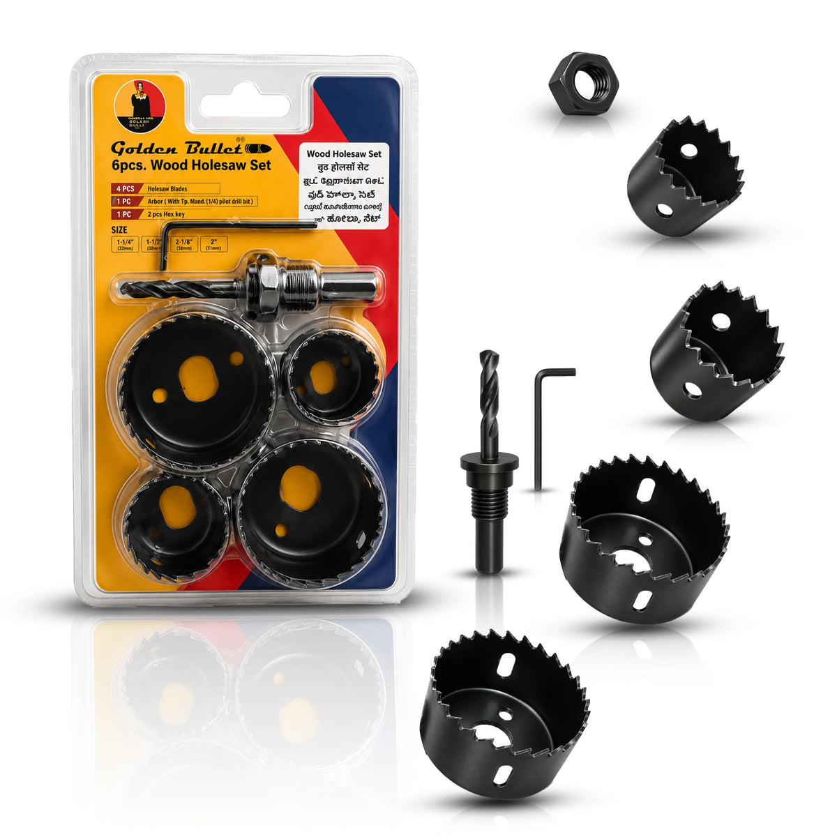 TOMAHAWK 6-Piece Wood Hole Saw Set — main product view