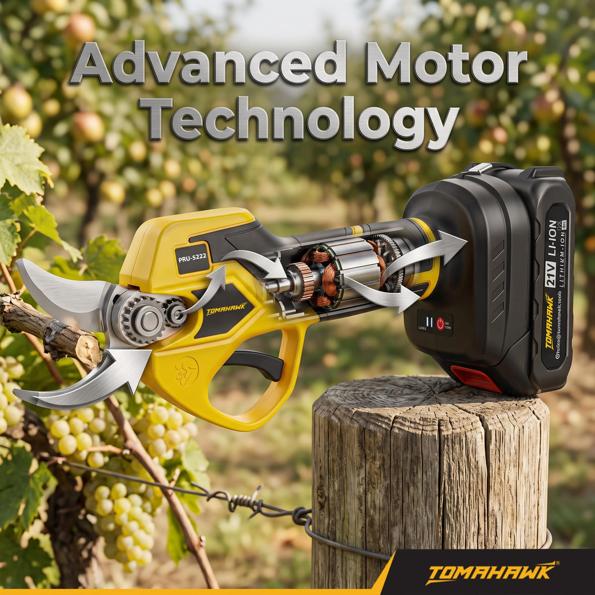 TOMAHAWK® PRU-5222 Cordless Pruning Shears for Garden