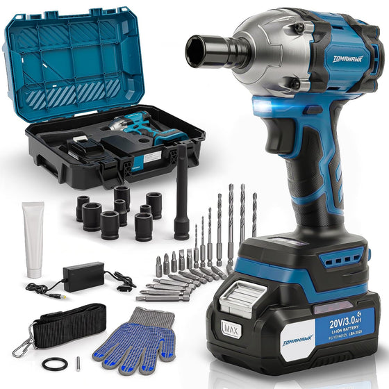 TOMAHAWK® TSW-9548 Brushless Cordless Impact Wrench | 20V | 3.0Ah Battery | LED Light