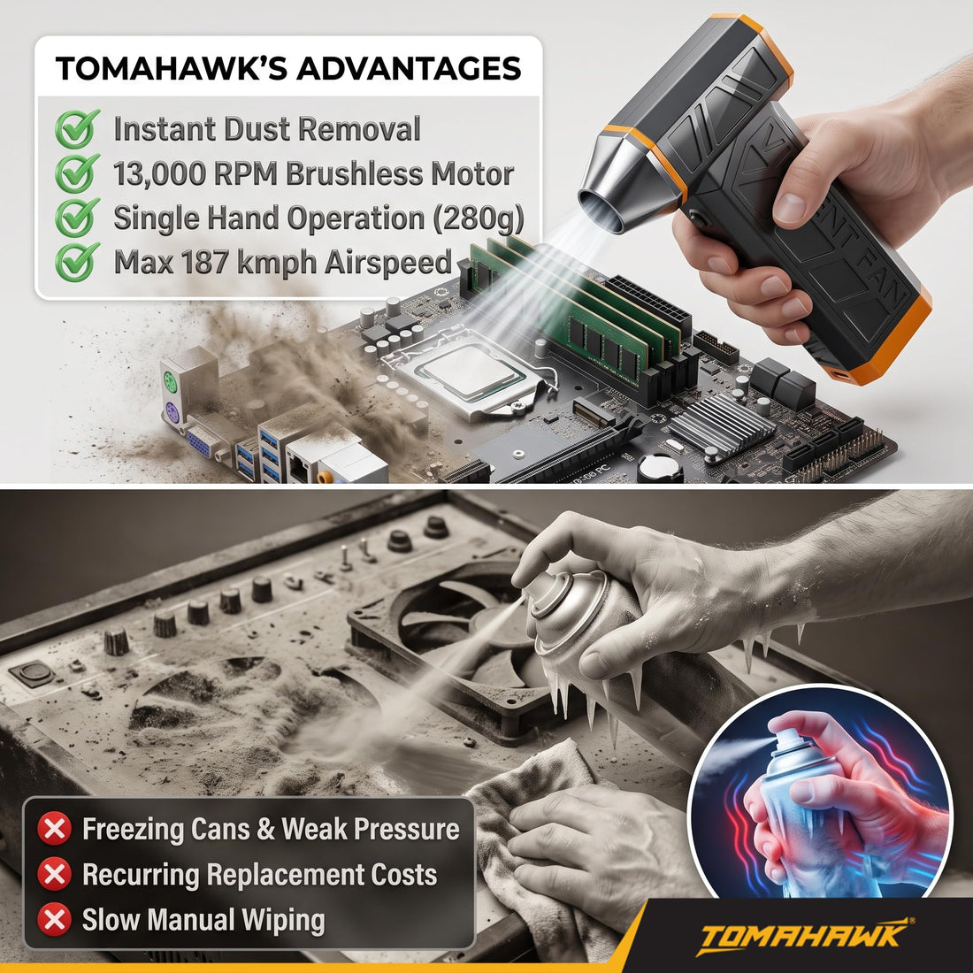 TOMAHAWK® JET-4444 Mini Turbo Jet Blower | Brushless | 8000mAh | USB-C Rechargeable