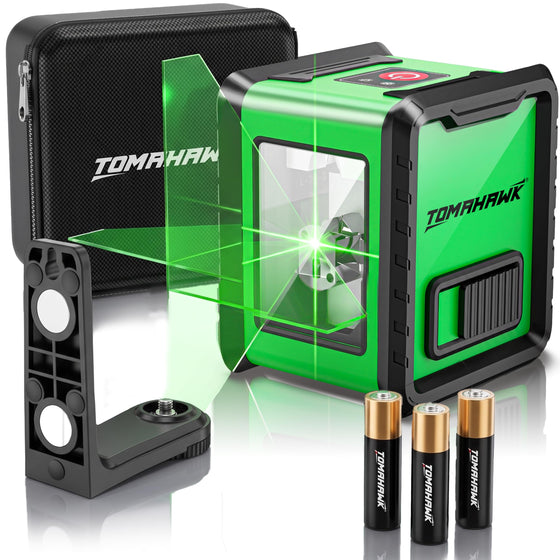 TOMAHAWK® TLL-C-02 Compact 2-Line Green Laser Level | Self-Levelling | 98ft