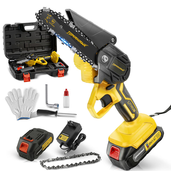 TOMAHAWK® SAW-6001 Cordless Mini Chainsaw | 6 Inch | 20V | 2 x 1.5Ah Batteries