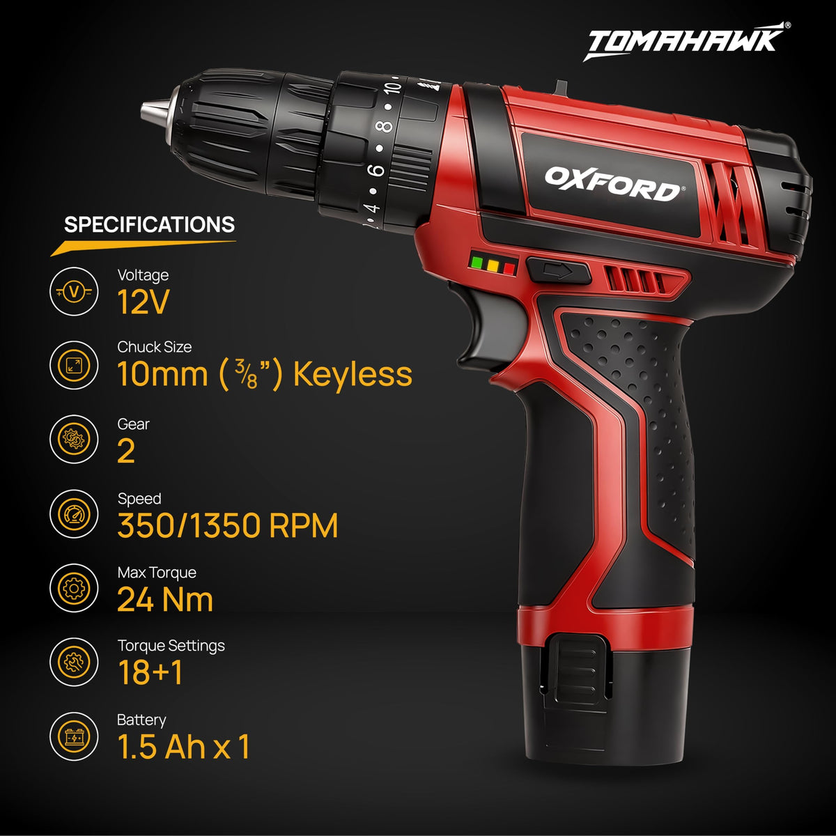 TOMAHAWK® SCD-12V Cordless Drill Screwdriver
