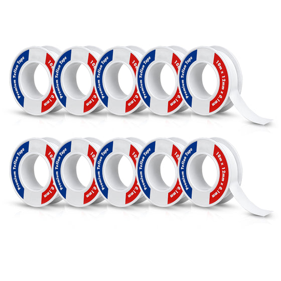 TOMAHAWK® PTFE Thread Seal Tape | 10 m x 12 mm x 0.1 mm | White | Pack of 10