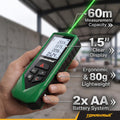 TOMAHAWK® TGR-060 Laser Distance Meter Measurer 196Ft/60M with Area