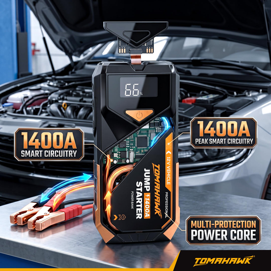 TOMAHAWK® JUM-5635 Car Jump Starter & Power Bank | 700A (1400A Peak) | 8000mAh