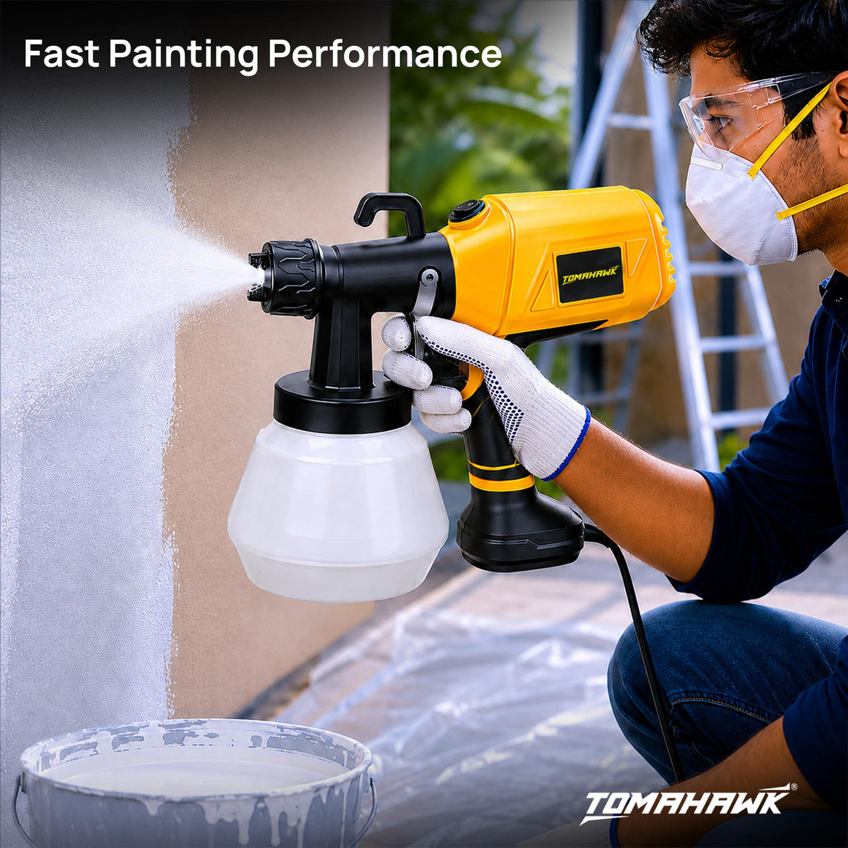 TOMAHAWK EPS-C10 paint sprayer — three nozzle sizes included