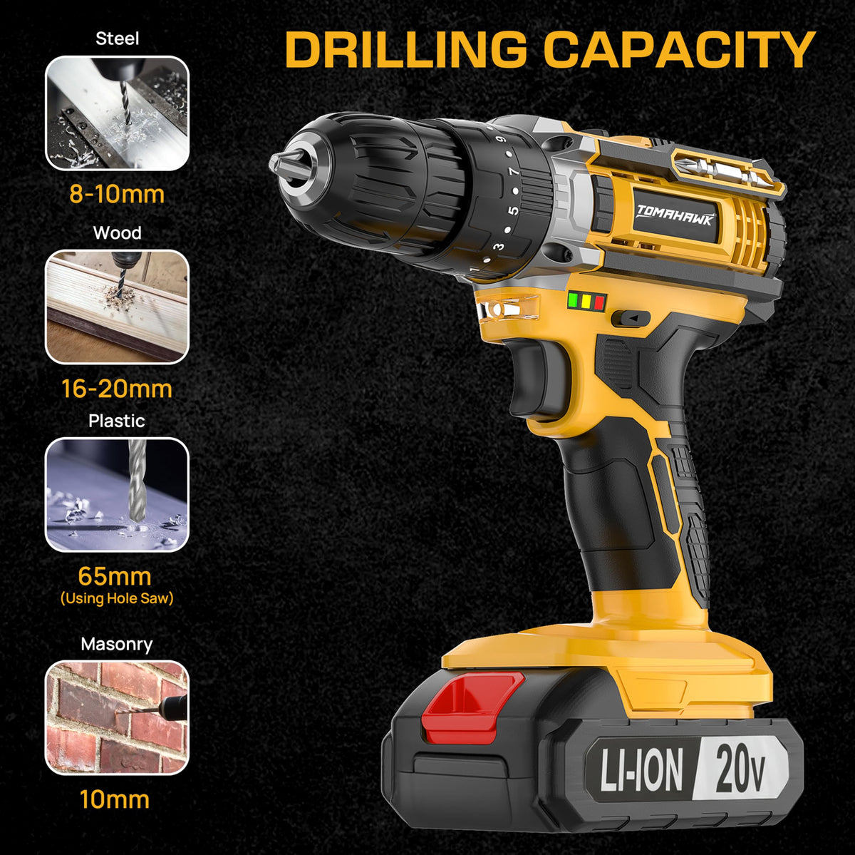 TOMAHAWK TCD-20K 20V Cordless Impact Drill & Screwdriver — product image 4