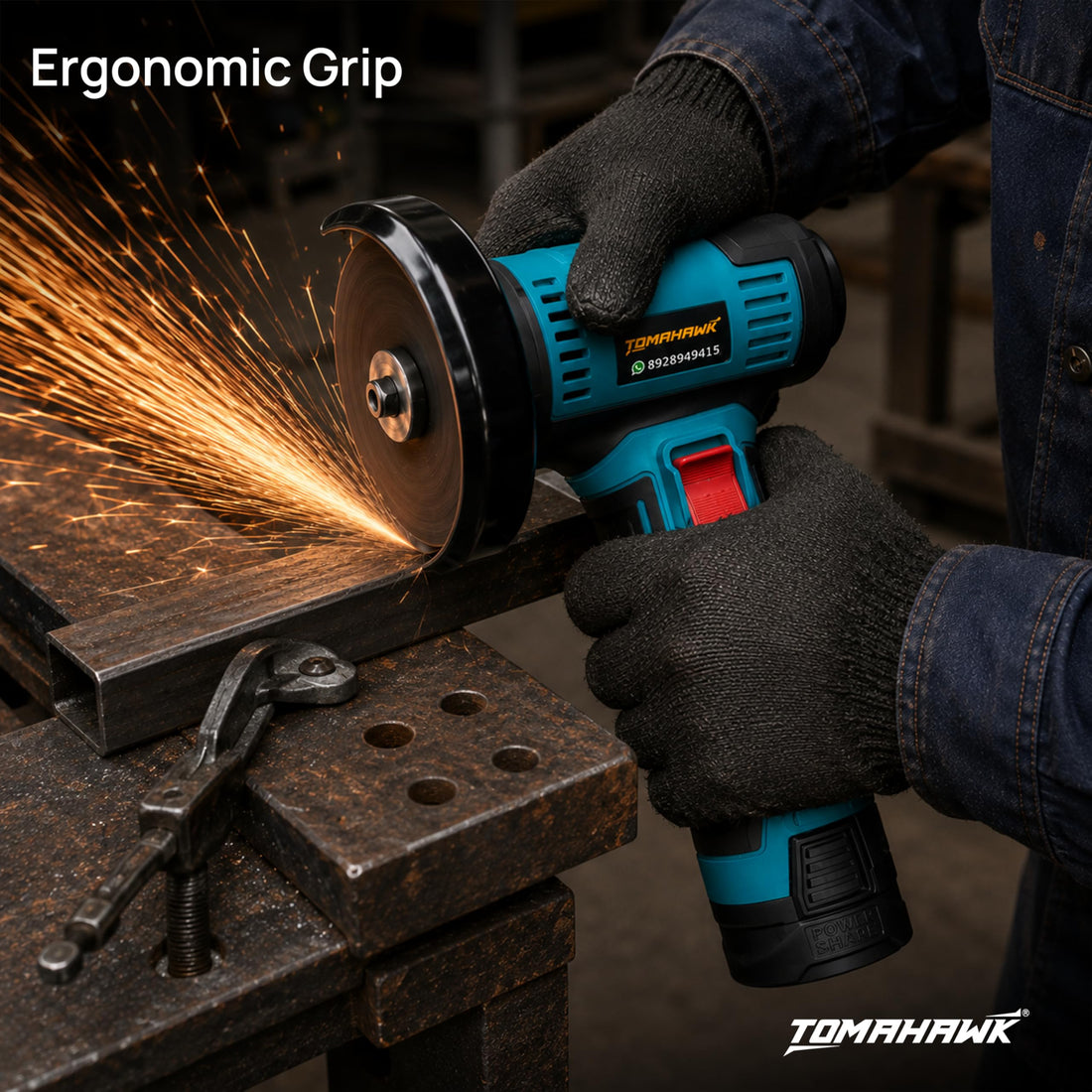 TOMAHAWK® CMG-12B Cordless Mini Angle Grinder | 12V | 3 Inch | 19,500 RPM | 2 x 1.5Ah