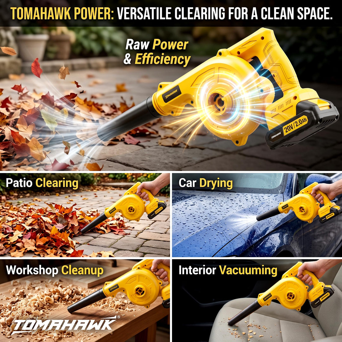 TOMAHAWK® TCB-40 Cordless Blower | 20V | 20,000 RPM | 2 x 2.0Ah
